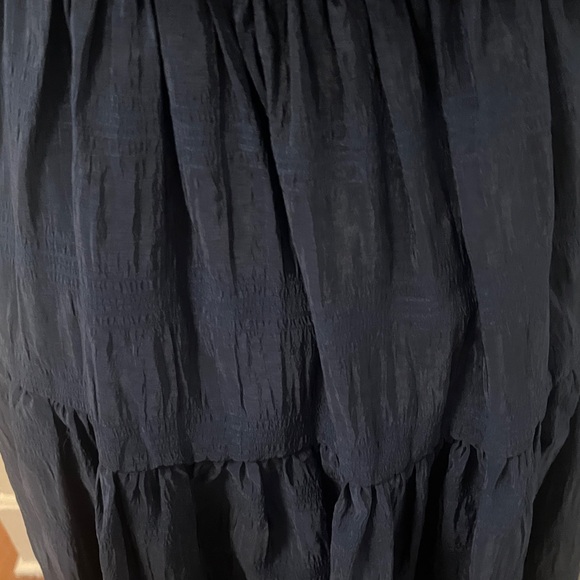 Moon River Navy Blue Puff Sleeve Tiered Maxi Dress Open Back Size Small Like New - Picture 6 of 11